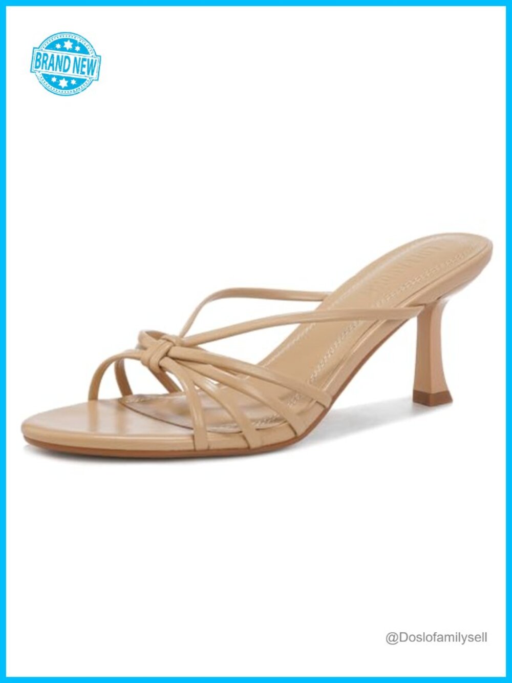 Faux Leather Slingback Mid Heel Pointed Toe Slip On Heeled Sandals